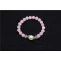 Rose Quartz 8MM Round Beads Stretch Gemstone pulseira com contas de pérola